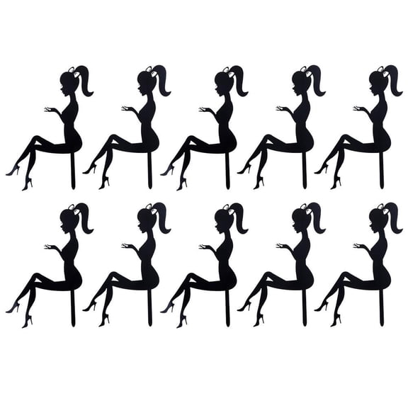 Vjnyvs 10Pcs High Heel Lady Silhouette Acrylic Cake Toppers, Cupcake Dessert Decor for Wedding Birthday Party
