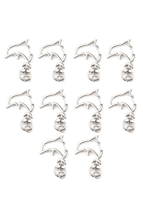 10Pcs/set Cute Dolphin Hollow Key Chain Clip Hooks Key Ring Fashion Keychain DIY Accessories Lobster Clasp Gift Jewelry