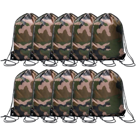 Vjnyvs 10pcs Camo Bag Drawstring Backpack Use Storage Bag Camouflage Bag Large Capacity Sports Fitness Backpack for Sports Travel