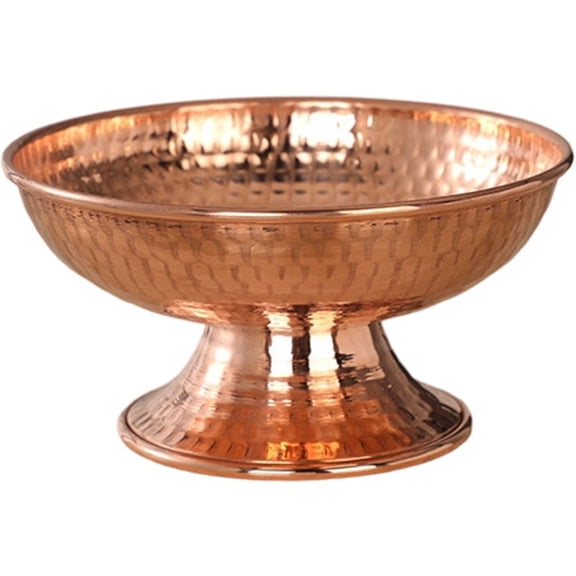 Vjnyvs 16.5cm Copper Decorative Pedestal Bowl, French Country Style Key Bowl for Entryway Kitchen Counter Centerpiece