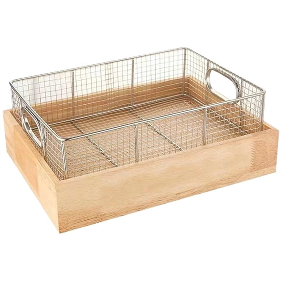 Vjnyvs 1Set Serving Frying Baskets Chips Fried Basket Stainless Steel Fried Bread Display Basket Chicken Bbq Display Plate Hotel Food Bread Cake Basket