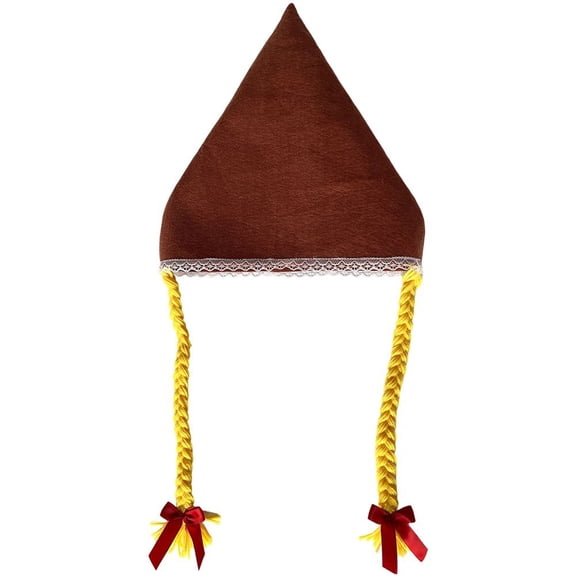 Vjnyvs 1pc Polyester Braided Oktoberfest Hat Women German Bavarian Festival Pull On Costume Hat with Twin Blonde Braids