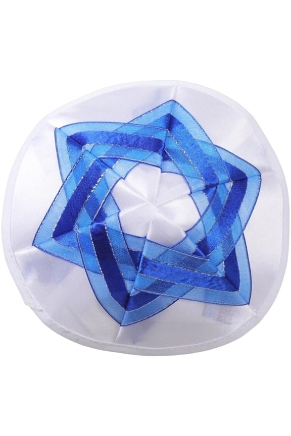 1pc Satin Star of David Kippah Cap Men Jewish Religious Ribbon Decor Yarmulke Judaica Accessory