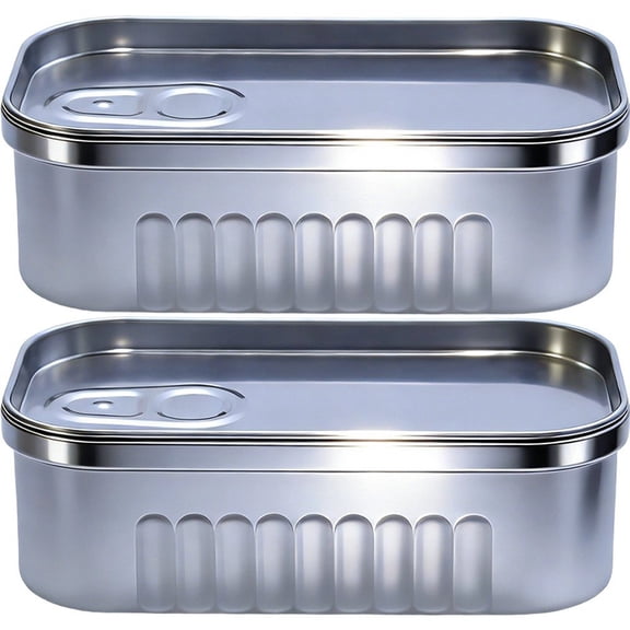 Vjnyvs 2 Pack Rectangular Metal Storage Tin Boxes, Sealed Canisters with Lid for Small Items Candy Keys