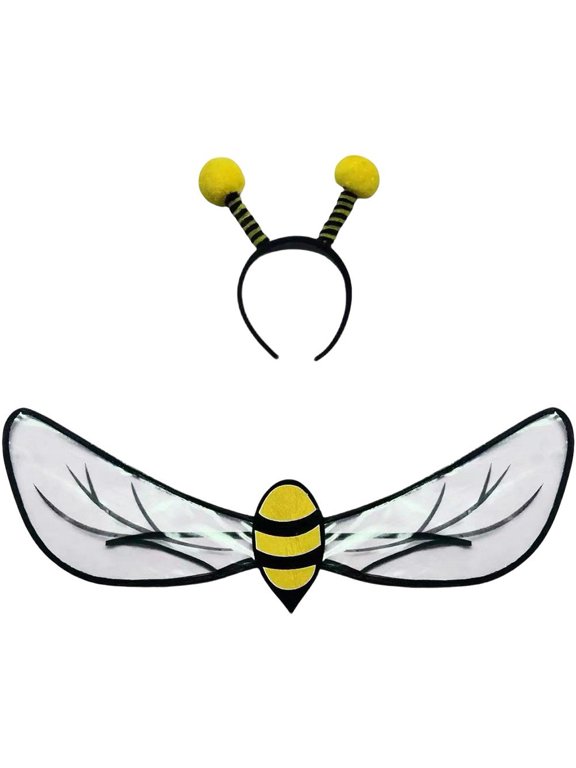 2 Piece Bee Clothing Set for Adults- Bumble Bee Wings and Headband, Bug , with Fairy Wings Design for Party