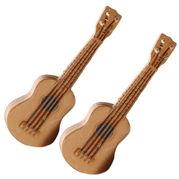 Vjnyvs 2Pcs Miniature Guitar Model Ornaments, Mini Musical Instrument Display for Dollhouse Home Decor