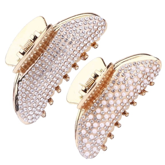Vjnyvs 2pcs Glitter Rhinestone Hair Claws Clips For Women Alloy Hairpins Crab Clamp Horsetail Grab Clip Fashion Hair Accessories