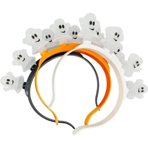 Vjnyvs 3 Pack LED Halloween Headbands Light Up Ghost Pumpkin Hair Hoop Party