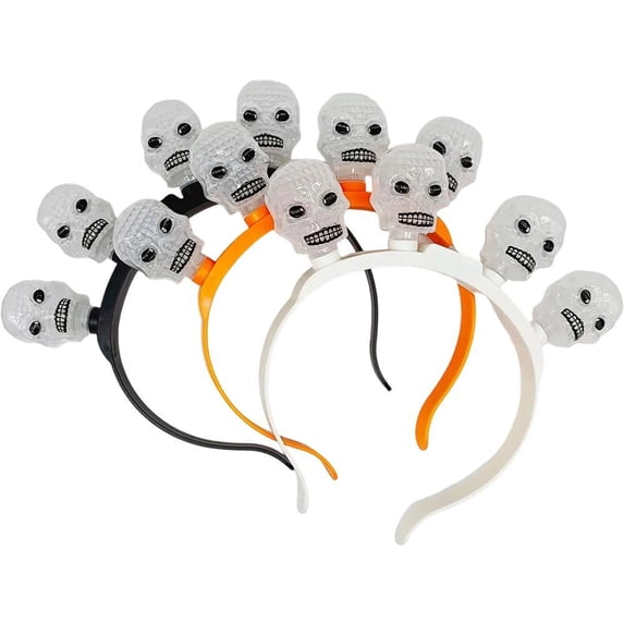 Vjnyvs 3 Pack LED Light Up Ghost Pumpkin Headbands Halloween Hair Hoop Accessories