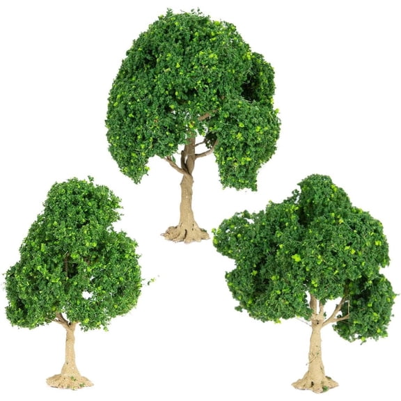 Vjnyvs 3 Pack Model Trees for Railroad Layout Scenery Miniature Green Landscape DIY Decor