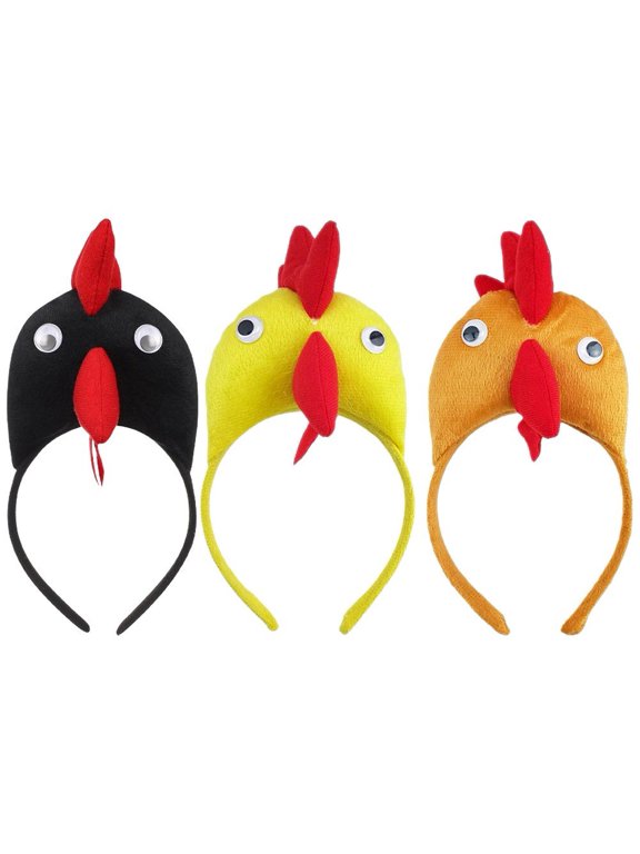 3 Pack Plush Rooster Headband Animal Hair Hoop Party Photo Prop