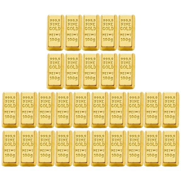 Vjnyvs 30 Pcs Mini Gold Bars Model Simulation Bullion Gold Brick Ornaments Miniature Decorative