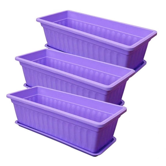 Vjnyvs 3Pcs Flower Window Box Plastic Vegetable Planters Plastic Rectangular Window Planters Tray Rectangular Garden Flower Plant Pot