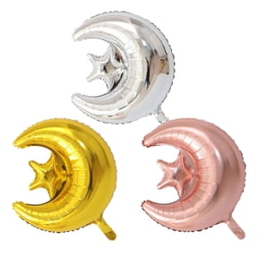Vjnyvs 3pcs/set Rose Gold Silver Gold Stars Moon Aluminum Foil Balloon Eid Mubarak Holiday Supplies For Muslim Party Decorations