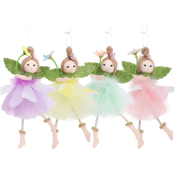 Vjnyvs 4 Pcs Spring Fairy Doll Hanging Ornaments, Polyester Plastic
