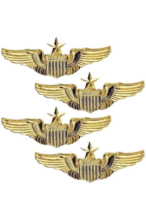 4Pcs Gold Metal Aviator Shape Pins Eagle Wings Lapel Pins Funny Chest Badges for Backpack Bag Suit