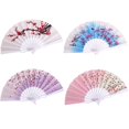 thumbnail image 1 of Vjnyvs 4pcs Floral Folding Hand Fan Vintage Retro Plastic Handheld Fans Folding Fan Wedding Dancing Church Party, 1 of 7
