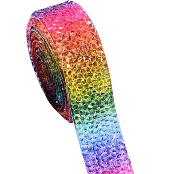 Vjnyvs 5 Yards 15mm Resin Rhinestone Ribbons Self Adhesive Diamond Ribbon Crystal Ribbon Roll Glitter Bling Rhinestone Ribbon for DIY Art Craft