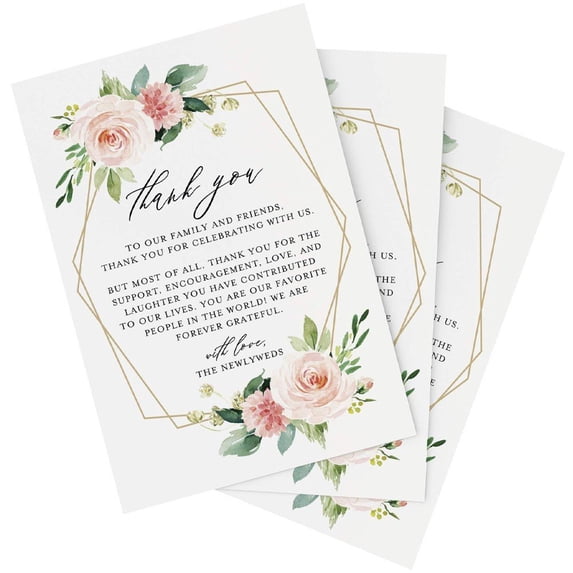 Vjnyvs 50PCS Floral Thank You Cards Elegant Greeting Notes for Wedding Baby Shower