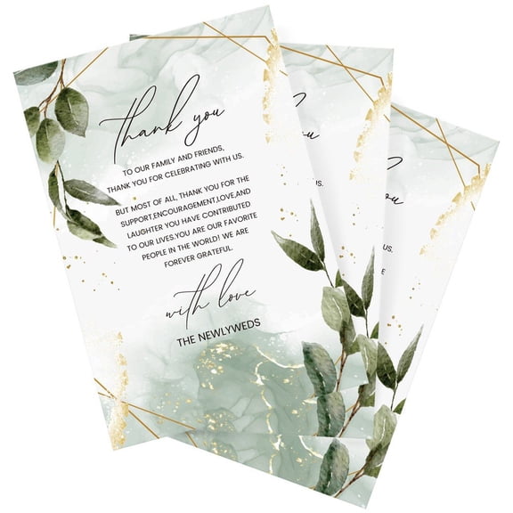 Vjnyvs 50PCS Floral Thank You Cards Elegant Greeting Notes for Wedding Baby Shower