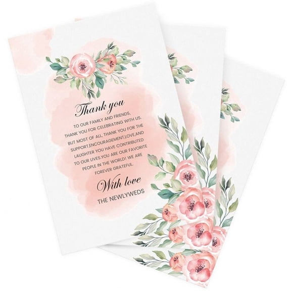 Vjnyvs 50PCS Floral Thank You Cards Elegant Greeting Notes for Wedding Baby Shower