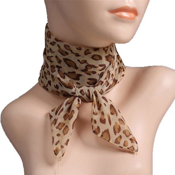 Vjnyvs 65cm Silk Scarf Female Thin Chiffon Leopard Printed Tulle Neckerchief Women Summer Sunscreen Snood
