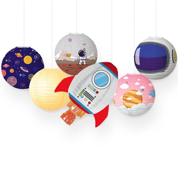 Vjnyvs 6Pcs Solar System Planet Themed Hanging Paper Lanterns Party Decoration