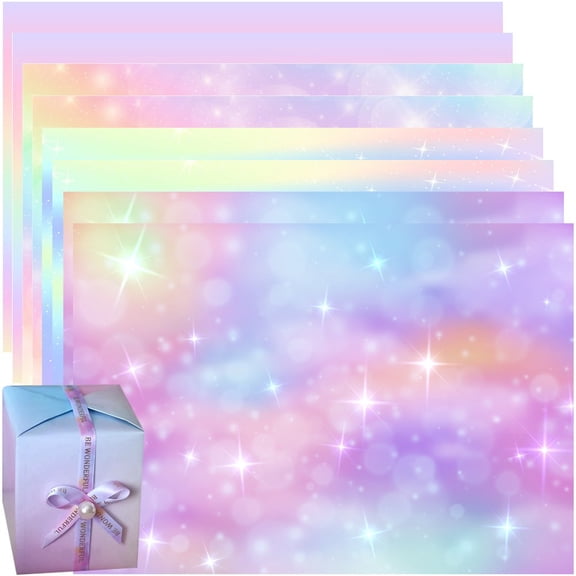 Vjnyvs 8Pcs Gradient Rainbow Wrapping Paper Matte Kraft Gift Packing Paper for Party