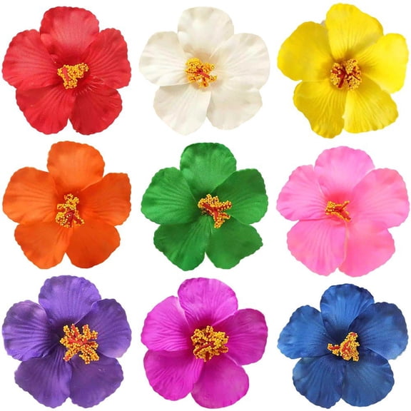 Vjnyvs 9Pcs Artificial Flowers Hair Clips, Fake Flowers Clips Plumeria Hibiscus Hair Accessories For Wedding Summer Vacation Party Beach