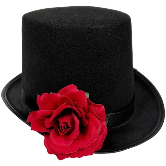 Vjnyvs Adult Victorian Top Hat, Rose Flower Magic Hat Jazz Cap Unisex Fedoras Hat Pirate Hat For Party Hat