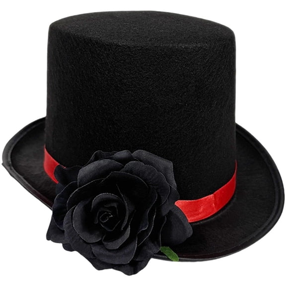 Vjnyvs Adult Victorian Top Hat, Rose Flower Magic Hat Jazz Cap Unisex Fedoras Hat Pirate Hat For Party Hat