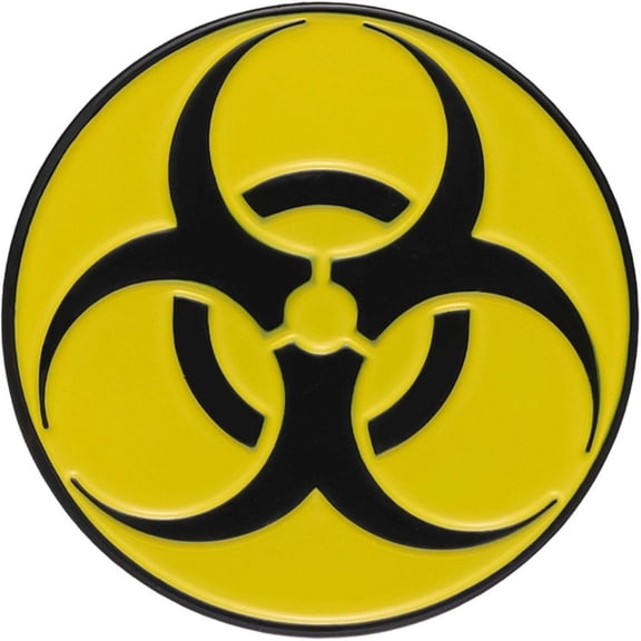 Vjnyvs Biohazard & Radioactive Radiation Toxic Danger Warning Sign Enamel Pin .Yellow Metal Hazardous Chemical Symbol Lapel Badge Brooch