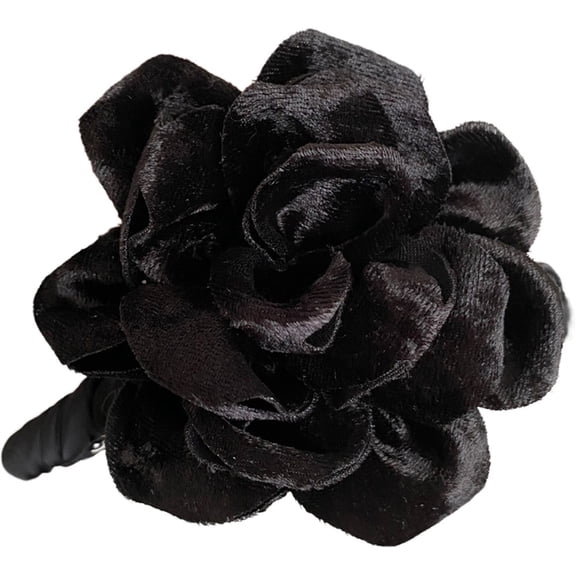 Vjnyvs Black Rose Flower Large Claw Clip 13x10cm Bun Holder