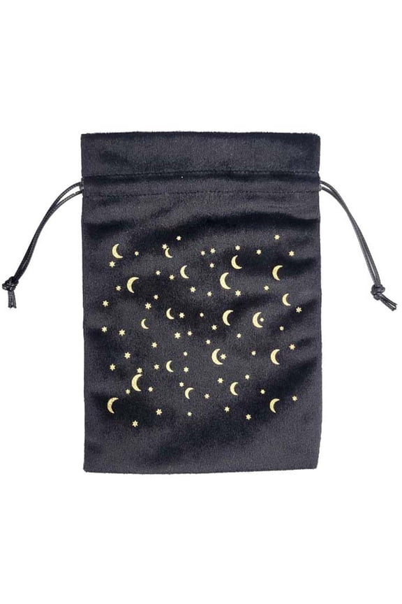 Black Velvet Tarot Cards Storage Bag Drawstring Divination Rune Dice Bag for Desktop Organizers
