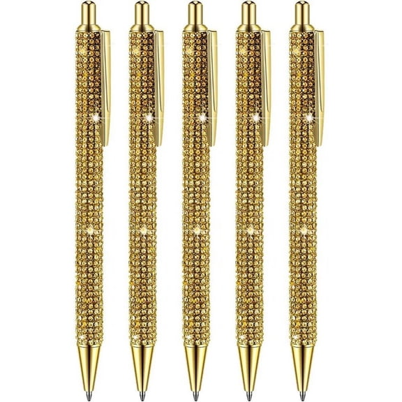 Vjnyvs Bling Rhinestone Ballpoint Pens 5PCS Black Ink Retractable Crystal Diamond Pens