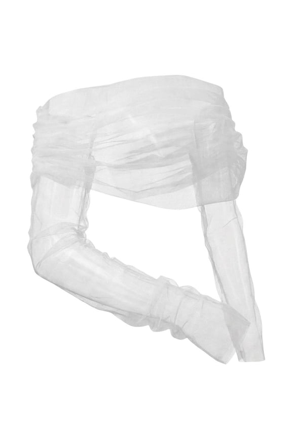 Bridal One-Shoulder Tulle Cape & Gloves Set Wedding Detachable Mesh Shawl with Arm Sleeves Embellished Shoulder Drape Elbow Length Bridal Accessories Set