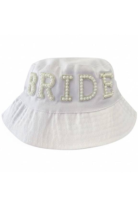 Bride Bucket Hats Pearl Letter Fisherman Hat for Hen Party, Wedding Bachelorette Party bridal shower decorate Mrs Mr gift Honeymoon Photos Prop