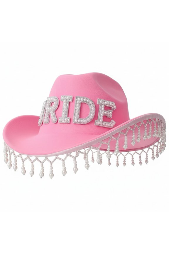 Bride Rodeos Hat,Pearls Panama Hat For Bachelorette Party Cocktail Parties Vacation Headwear Comedian Party Hats Adults