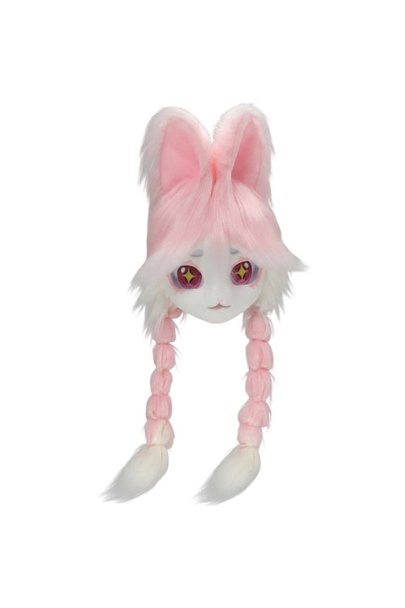 Bunny Headwear Animal Rabbit Head Plush Hat for Easter Halloween Party