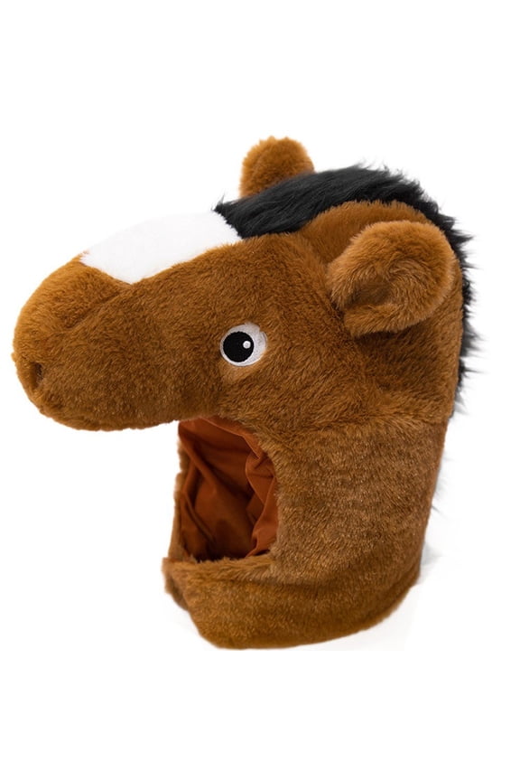 Cartoon Horse Headwear Plush Horse Hat Cute Funny Mascot Horse Head Cover New Year Photography Props