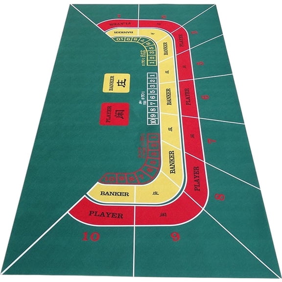 Vjnyvs Casino Game Table Cloth Texas Roulette Blackjack Baccarat Layout, Non-Woven Fabric Desktop Entertainment Cover, Large Poker Table Mat for Home Game Night 180x90cm