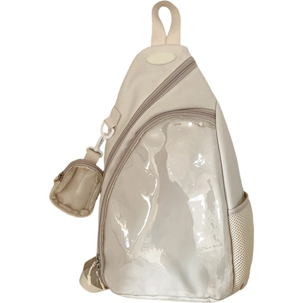 Vjnyvs Casual Ita Bag Transparent Shoulder Bag Chest Bag Simple Pin Display Chest Pack Single Shoulder Bag Handbag Phone Bag for Women Men