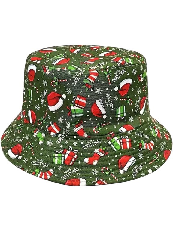 Christmas Bucket Hat, Snowflake Fisherman Cap for Winter Parties and Travel, 56-58 cm, 1 Pack