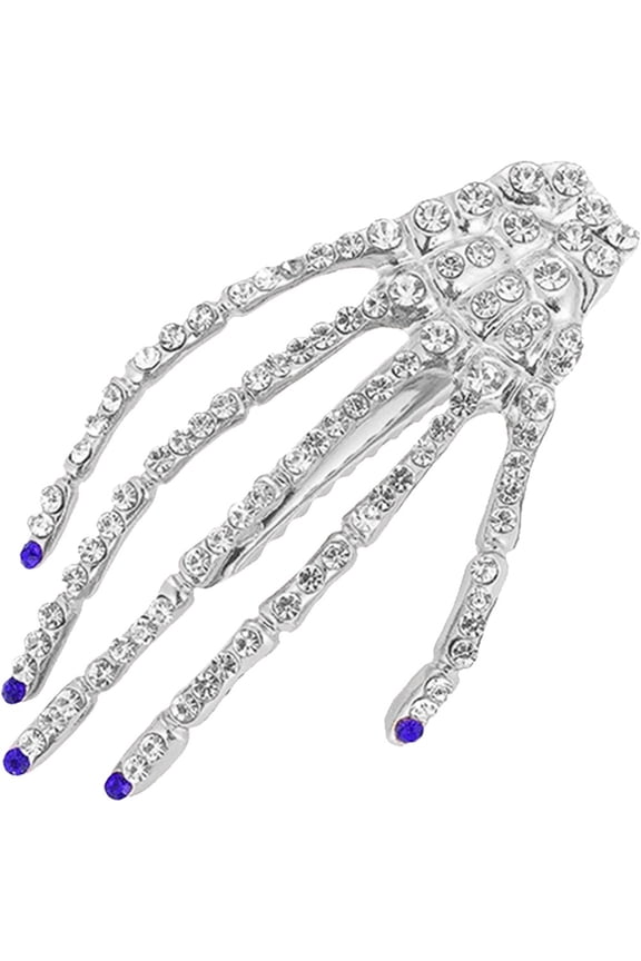 Crystal Skeleton Hand Brooch Punk Lapel Pin Halloween Party Gothic Breastpin
