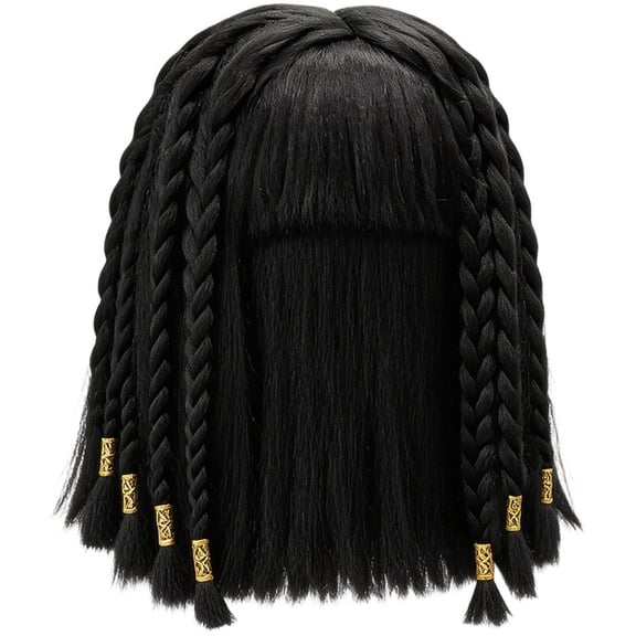 Vjnyvs Egyptian Queen Black Wig with Braids & Fringe - Cleopatra Accessories for Women, Party