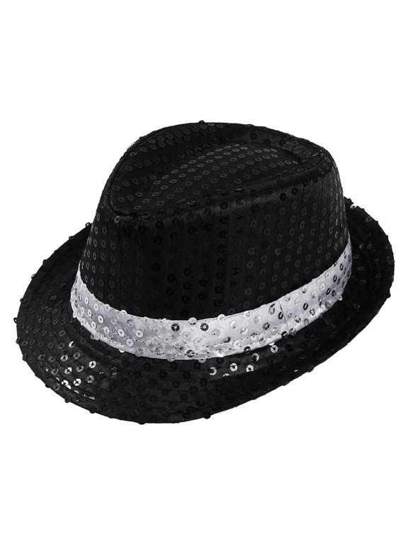 Fashion Unisex Sequin Top Hat Brilliant Glitter Sequins Hat Dance Show Stage Party Jazz Hat Cap Beading Caps Fedoras