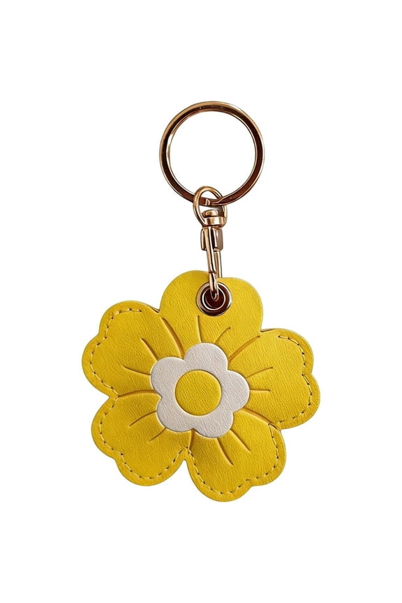 Flower Design AirTag Cover Leather AirTag Keyring Case Small Tracker Cover for Wallet Backpack Luggage Hanging Decor