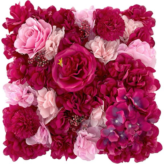 Vjnyvs Flower Wall Panels 3D Rose Floral Wall Decorative Faux Flower Wall Background for Wedding Home Decoration Background Shop Party Photo Arrangement