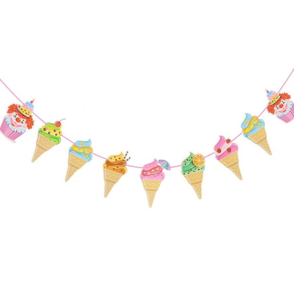 Vjnyvs Fresh Cool Ice Cream Popsicle Banner Bunting For Tropical Summer Party Bar Ice Pop Garland Party Decoration