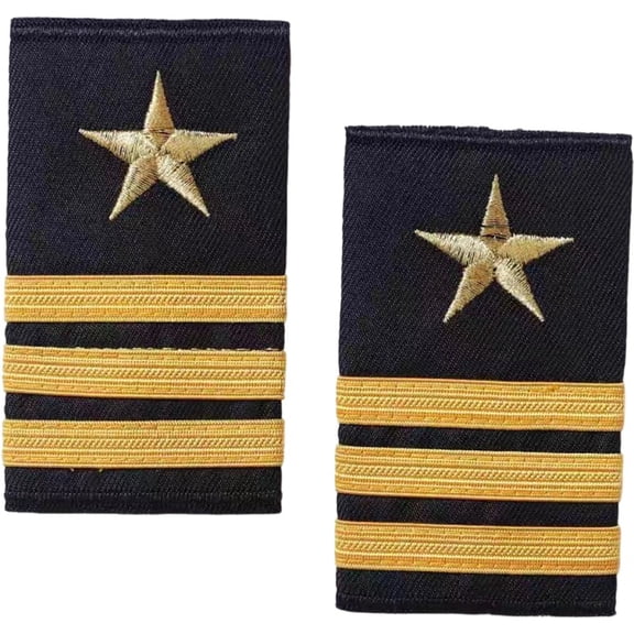 Vjnyvs Gold Embroidered Five-Pointed Star Captain Epaulettes Pilot Badge Airline Uniform Accessory